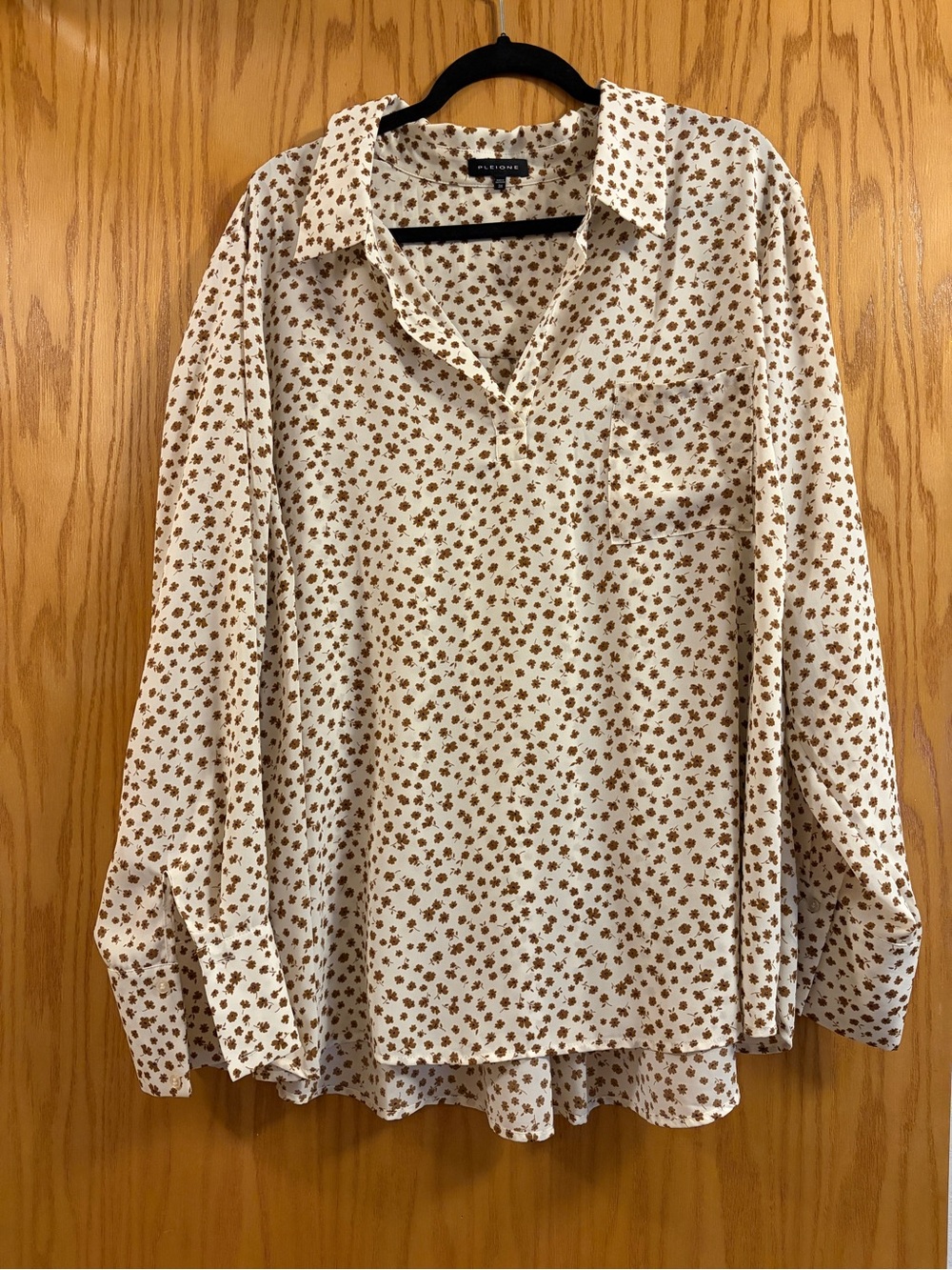 Pleione Cream Brown Floral Blouse